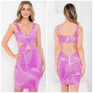 Women's Hot Pink Cutout Mini Bodycon Dress